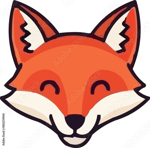Cute cartoon red fox head vector illustration
