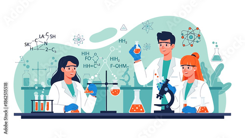 Scientists in Laboratory Conducting Research Experiment.
