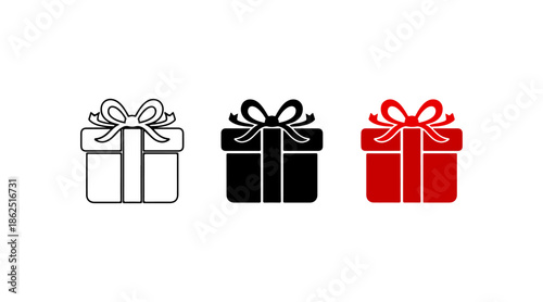 Three gift boxes in different colors