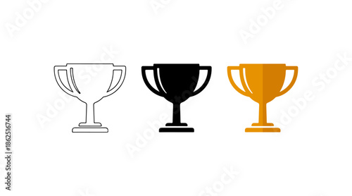 Three different colored trophies