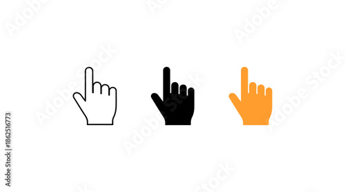 Three finger icons in different colors