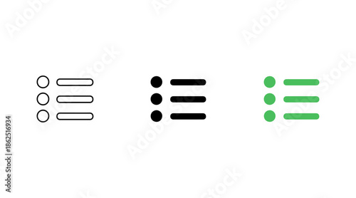 Three sets of shapes in different colors