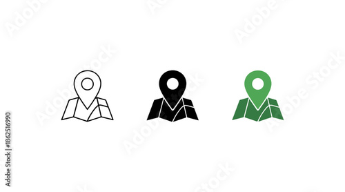 Three map location icons