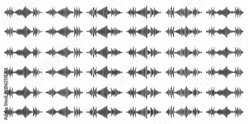 Arrangement of repeating sound wave patterns in a grid like formation
