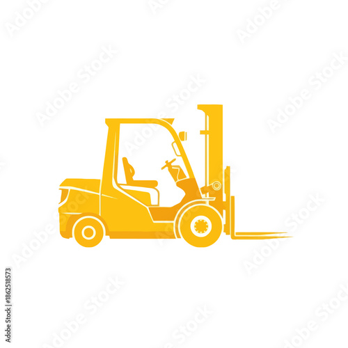 Minimalist Illustration of a Classic Forklift Construction Equipment in Bright Yellow Simplicity