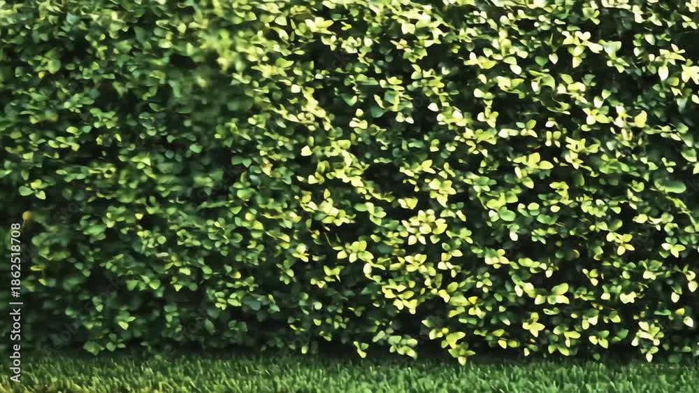 custom made wallpaper toronto digitalLush green hedge with small leaves, sunlight creating bright spots, above a grassy lawn