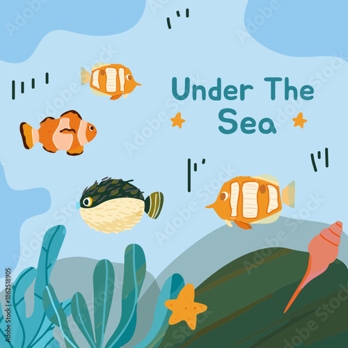 set of sea animals