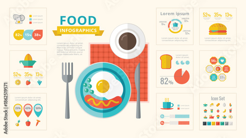 Εκτύπωση καμβά food infographic template vector customizable elements