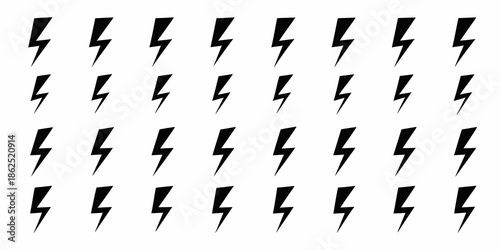 A pattern of repeating black lightning bolt shapes against a white background
