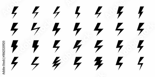 A pattern of black lightning bolts arranged in a grid on a white background
