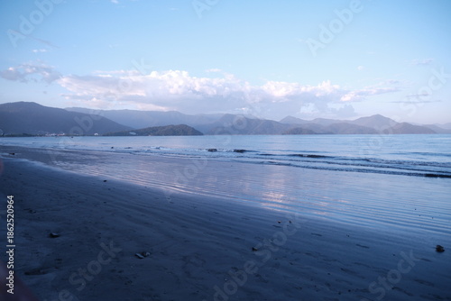 a sunset over the sea