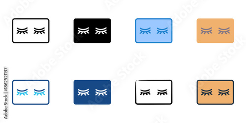 False lashes icons set multiple style collection. Editable stroke 
