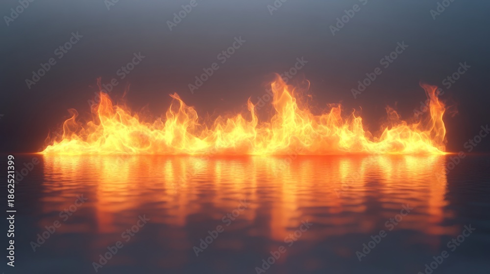 Naklejka premium Abstract fire reflection on dark surface