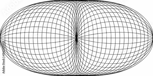 Abstract geometric sphere with curved lines and a central dark void