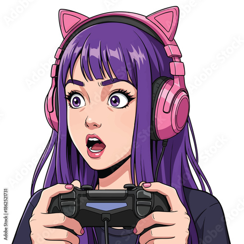 Young Woman Gamer Playing Video Games With Controller