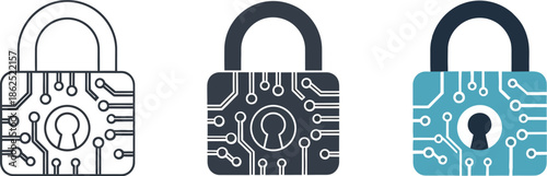 Padlock digital security icon set Vector, illustration