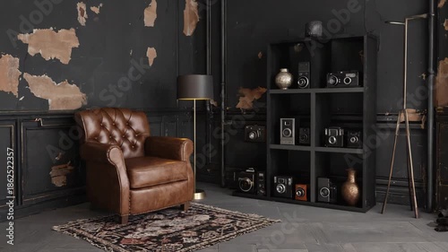 grungy interior with stylish furniture.ai 
