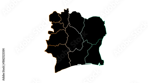Gradient Detailed Ivory Coast Map with Province Borders Illustration