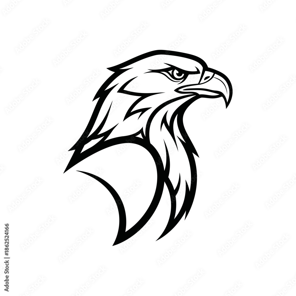 Obraz premium Black and White Eagle Head Illustration.
