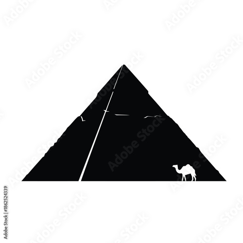 Great pyramid and camel silhouette vector illustration