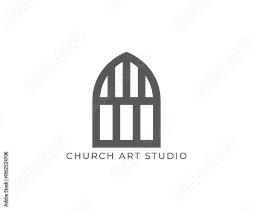 Minimal Church Stained Glass Window Logo Template