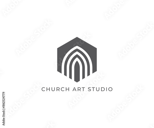 Minimal Church Stained Glass Window Logo Template
