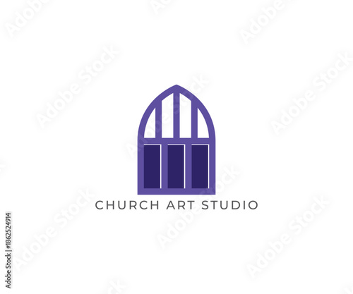 Minimal Church Stained Glass Window Logo Template