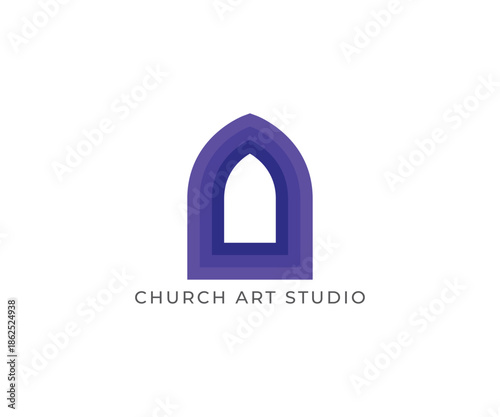 Minimal Church Stained Glass Window Logo Template
