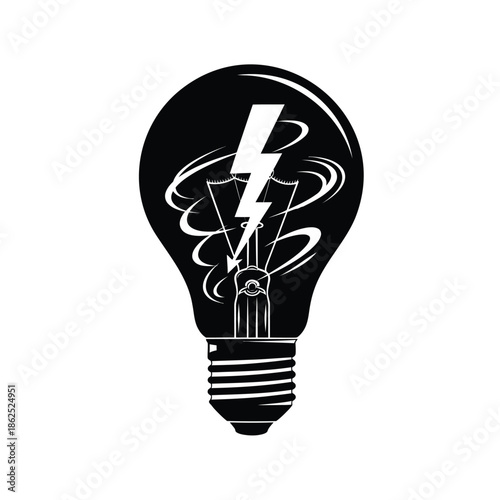 Lightbulb with lightning bolt idea energy vector