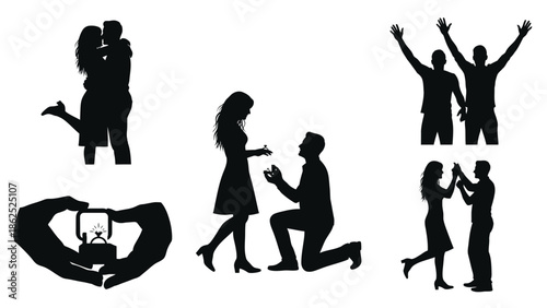 Couple celebrating love and engagement moments