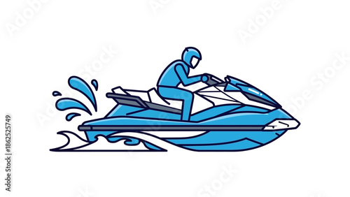 Dynamic modern personal watercraft in bold colors, designed for exhilarating water sports and aquatic recreation, isolated on white background