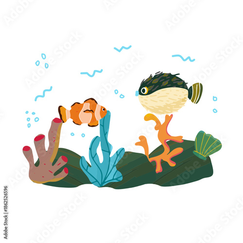 goldfish jumping out of the water with the colourful corals