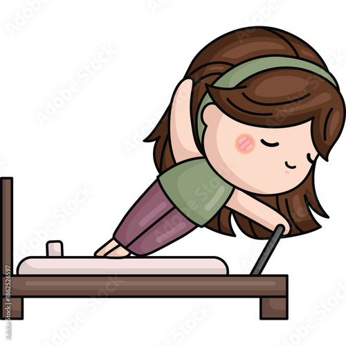 a vector of a cute girl doing pilates