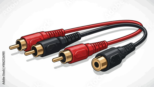 RCA audio cables on a white background, ready for connection.