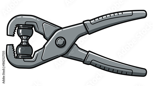 Cartoon Illustration of Water Pump Pliers Holding a Pipe Fitting