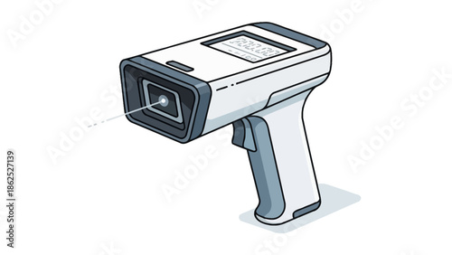 Infrared thermometer isolated on a white background with a laser beam