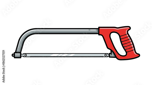 Red Hacksaw Hand Tool Illustration