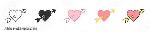 Heart With Arrow Icon Set Multiple Style Collection