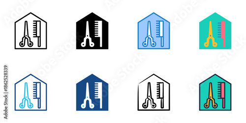Salon icons set multiple style collection. Editable stroke 
