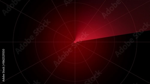 Red Radar Screen Interface with Grid Lines and Concentric Circles on Dark Background red interface