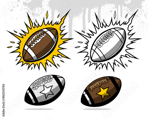 collection vector of American football ball illustration in various style