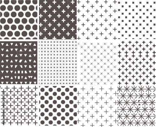 Adobe Illustrator Artwork Set of seamless polka dot patterns and black halftone circles textures for creative graphic design and background elements on transparent background