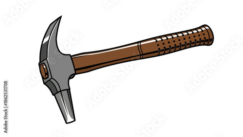 A geology rock hammer isolated on white background.