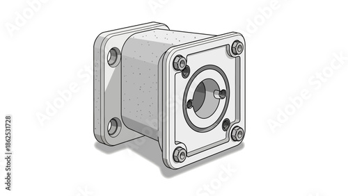 Technical illustration of a mechanical coupling housing on a white background.
