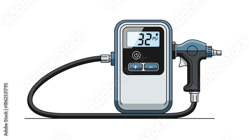 Digital tire pressure gauge and inflator gun with hose