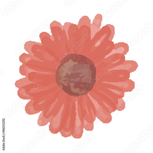Watercolor Red Dahlia Flower Illustration