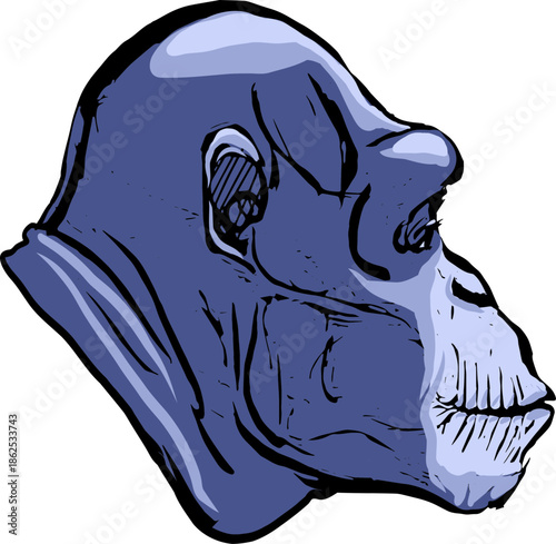 Head of a Chimpanzee in Profile view