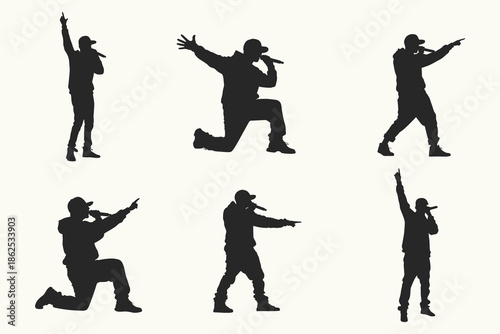 singers silhouette collection vector illustration. eps 10