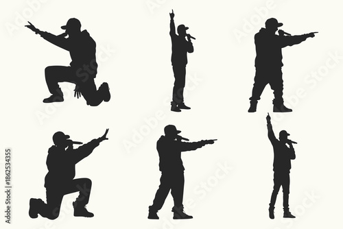 Male Singer silhouette set vector illustration. sign, mascot, avatar, or any design you want. Easy to use. Eps 10