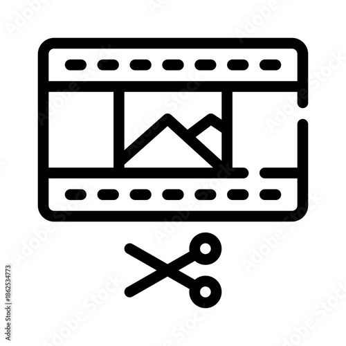 video editing line icon